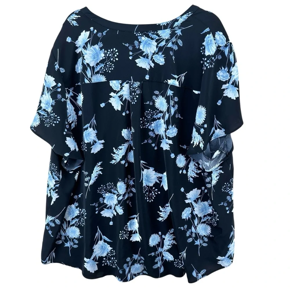 Harper Studio Crepe de Chine Flutter Short Sleeve Blouse women’s plus size 5x - Picture 4 of 10